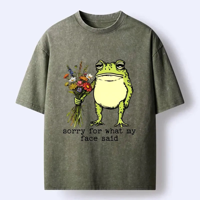 Washed Japanese Frog T-Shirt for Daily Wear