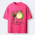Washed Japanese Frog T-Shirt for Daily Wear