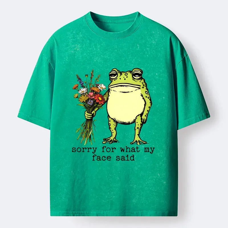Kyoto-Lion Frog Sorry Mode Activated Washed T-Shirt