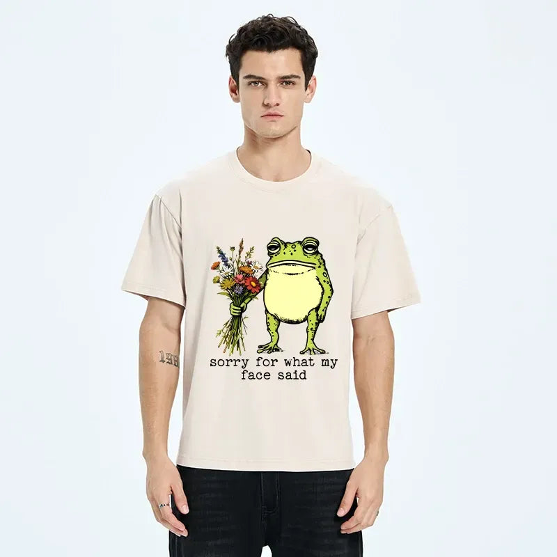 Kyoto-Lion Frog Sorry Mode Activated Washed T-Shirt