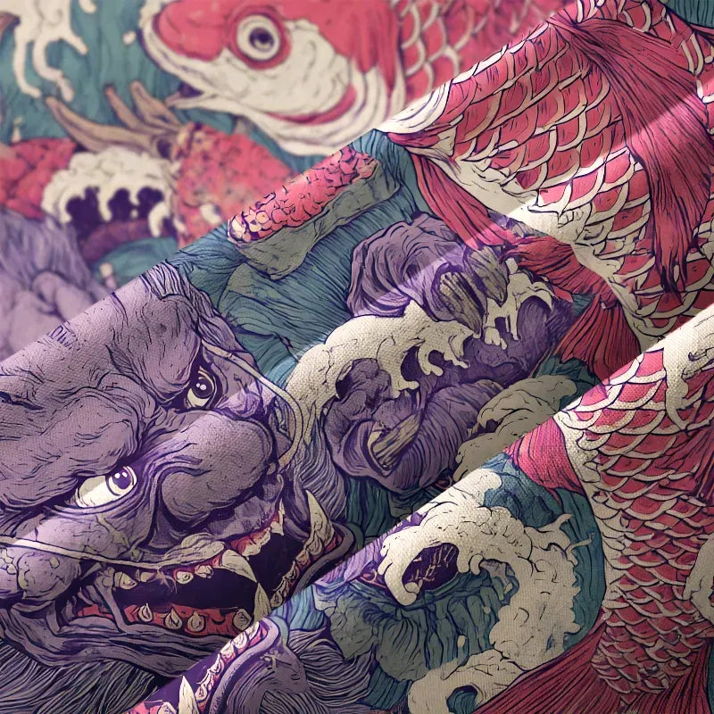 Kyoto-Lion Dragon And Koi In The Waves Aloha Hawaiian Shirt