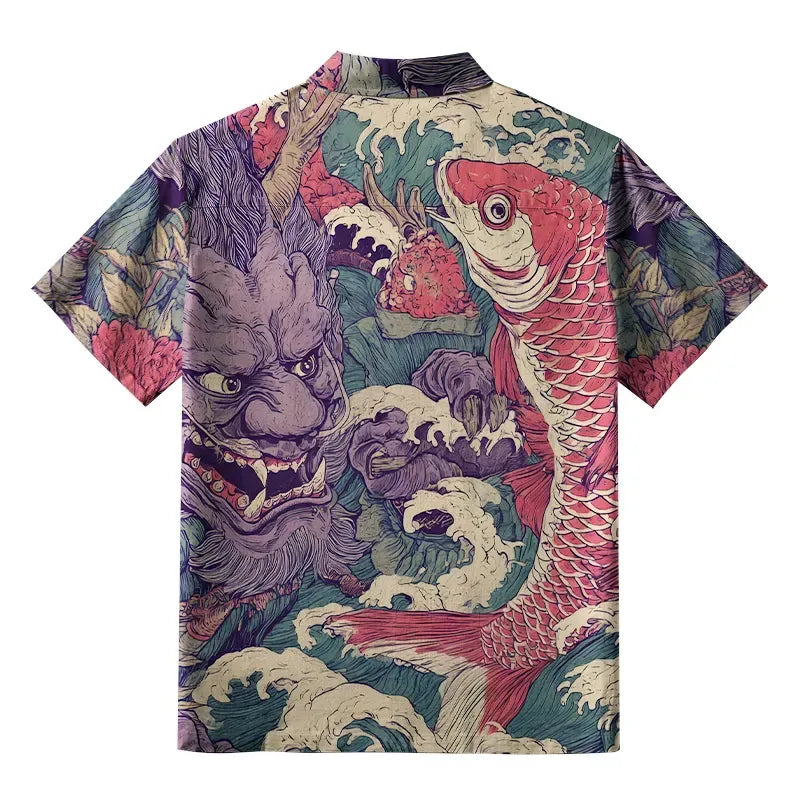 Japanese Dragon Koi Aloha Shirt Trendy