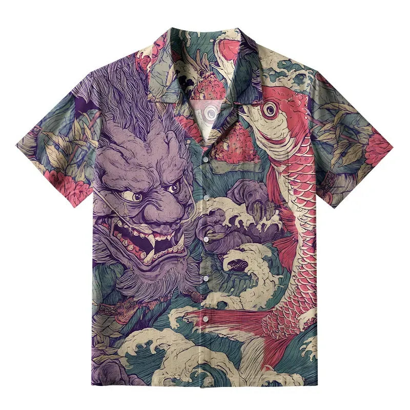 Japanese Dragon Koi Aloha Shirt Trendy