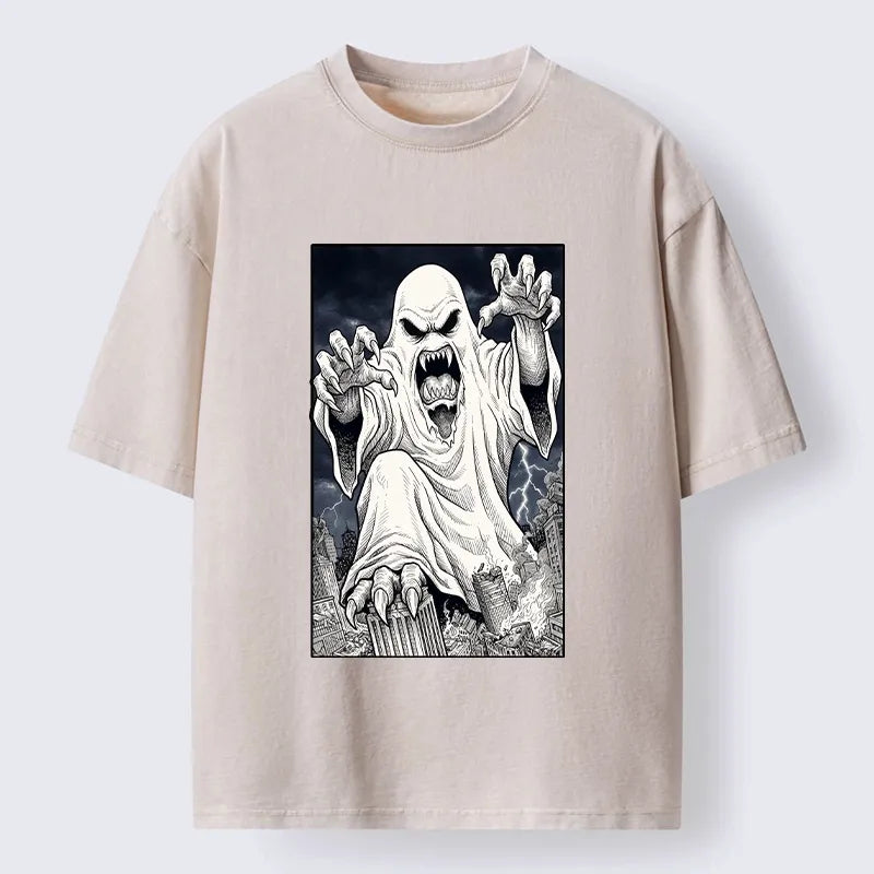 Kyoto-Lion Spooky Ghost Monster Washed T-Shirt