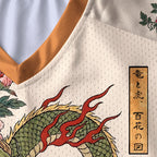 Kyoto-Lion Dragon Tiger Wealth Peonies Paneled Long Sleeve Jersey