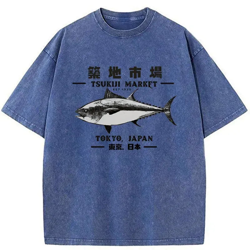 Kyoto-Lion Japanese Tsukiji Market Washed T-Shirt