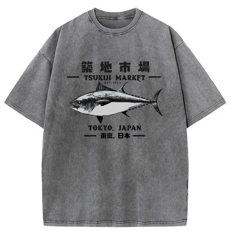 Kyoto-Lion Japanese Tsukiji Market Washed T-Shirt