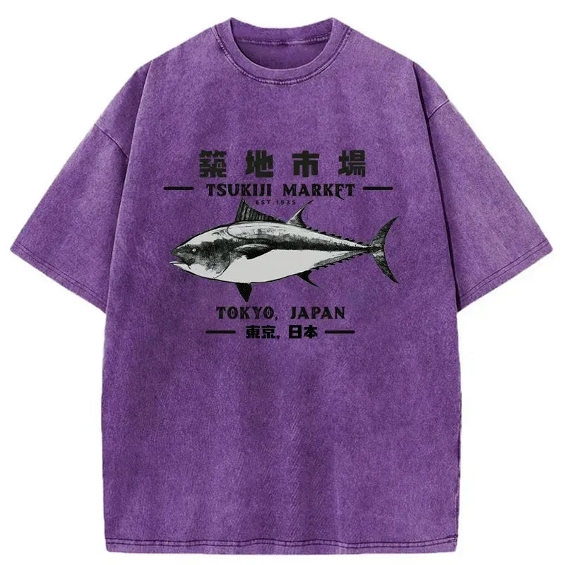 Kyoto-Lion Japanese Tsukiji Market Washed T-Shirt