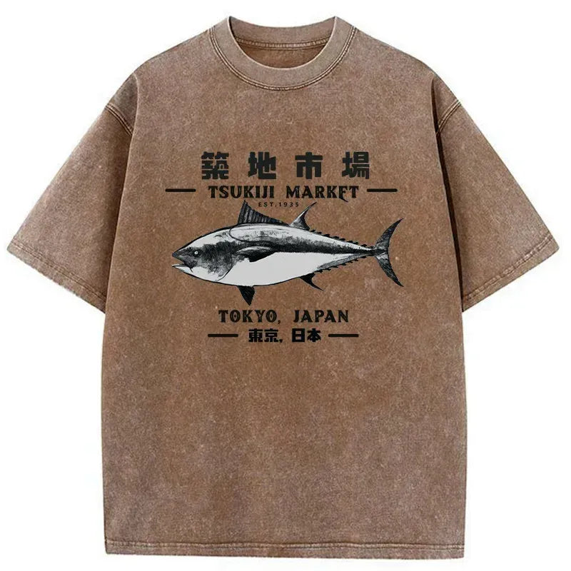 Kyoto-Lion Japanese Tsukiji Market Washed T-Shirt