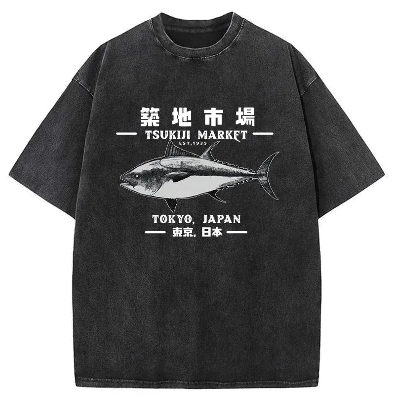 Kyoto-Lion Japanese Tsukiji Market Washed T-Shirt