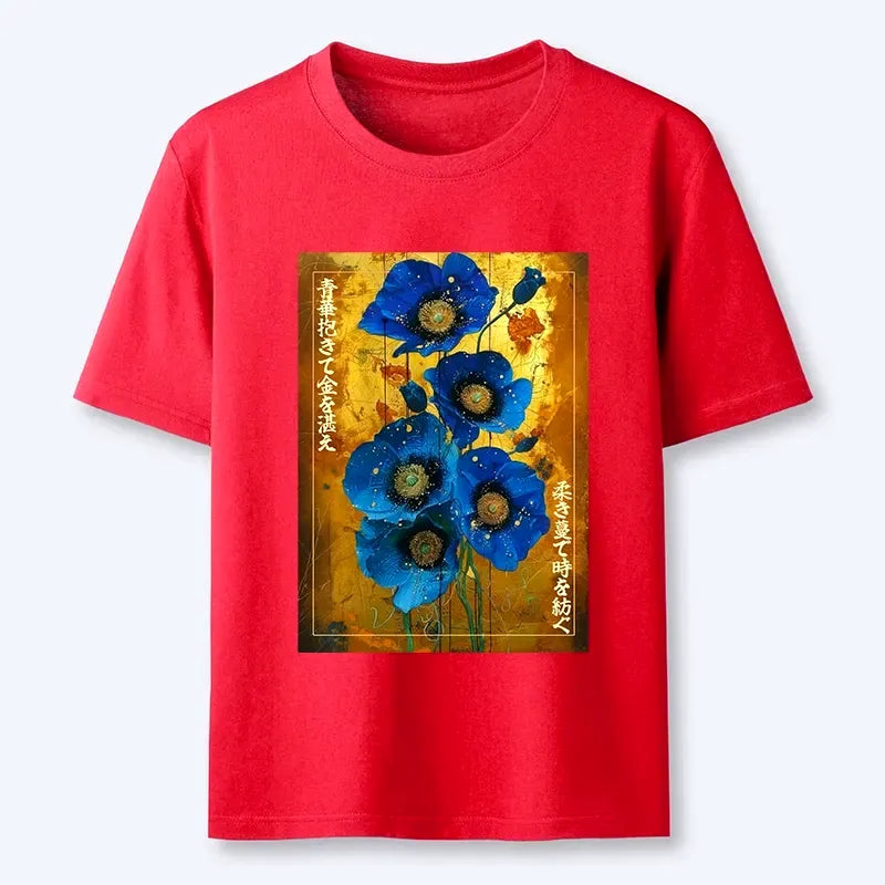 Shiny Blue Flower T-Shirt on Sale