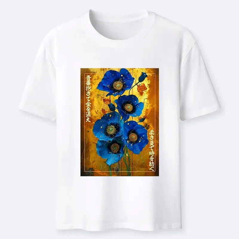 Shiny Blue Flower T-Shirt on Sale