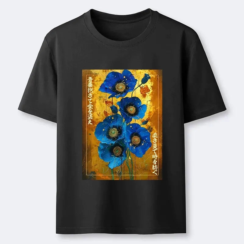 Shiny Blue Flower T-Shirt on Sale