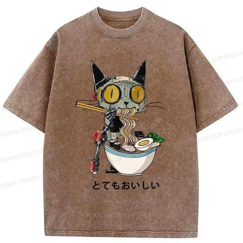 Japanese Robot Cat T-Shirt for Streetwear