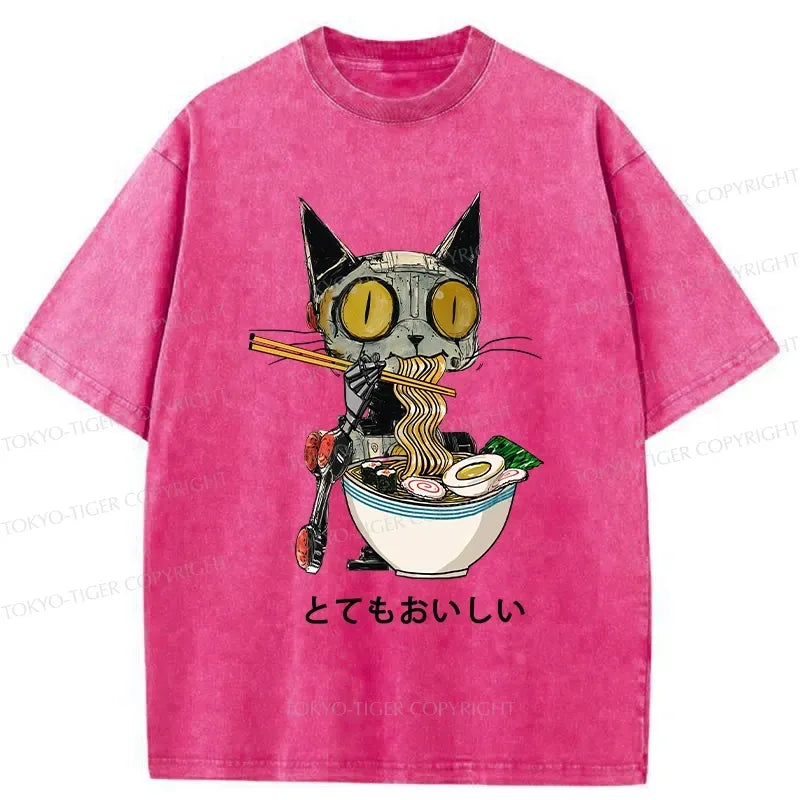 Japanese Robot Cat T-Shirt for Streetwear