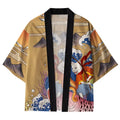 Kyoto-Lion Japanese Cat Fishing Kimono Cardigan