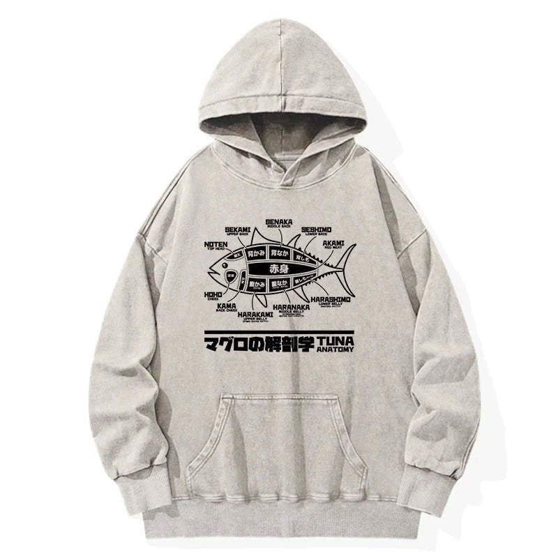 Kyoto-Lion Tuna Dissection Map Japanese Washed Hoodie