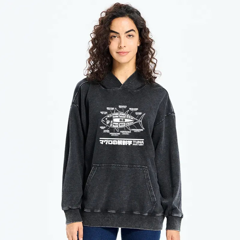 Kyoto-Lion Tuna Dissection Map Japanese Washed Hoodie