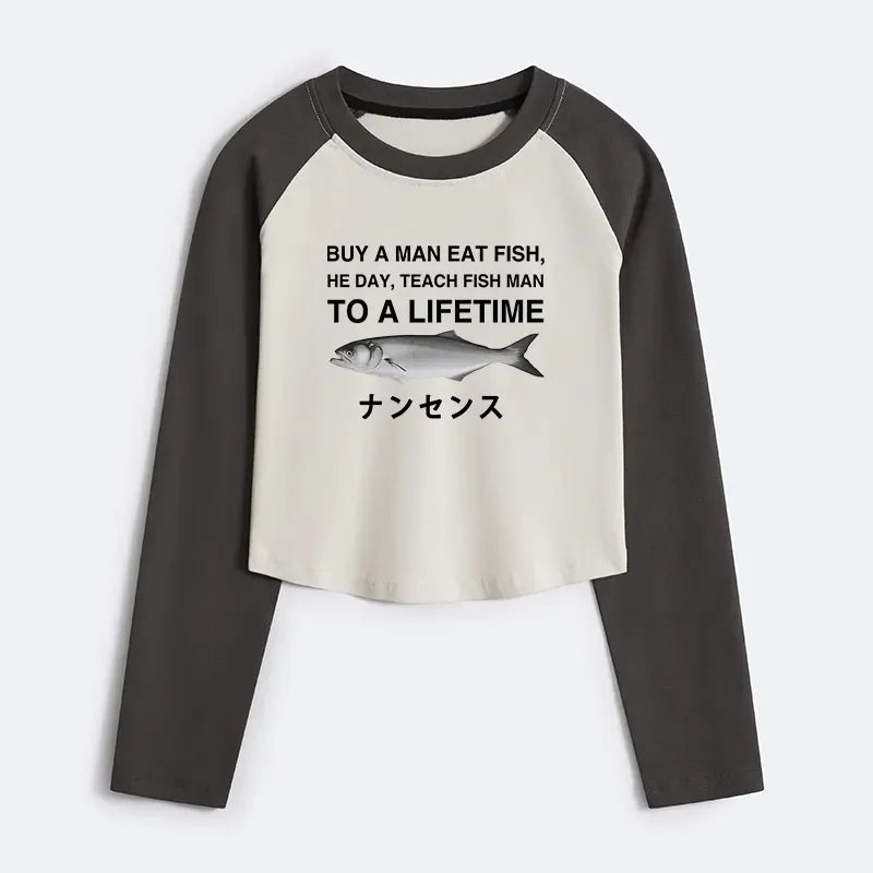 Funny Women's Crop Raglan T-Shirt for Daily Wear