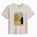 Japanese vintage black cat sunflower t-shirt limited edition