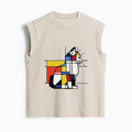 Washed Japanese Cat Tank Top for Summer
