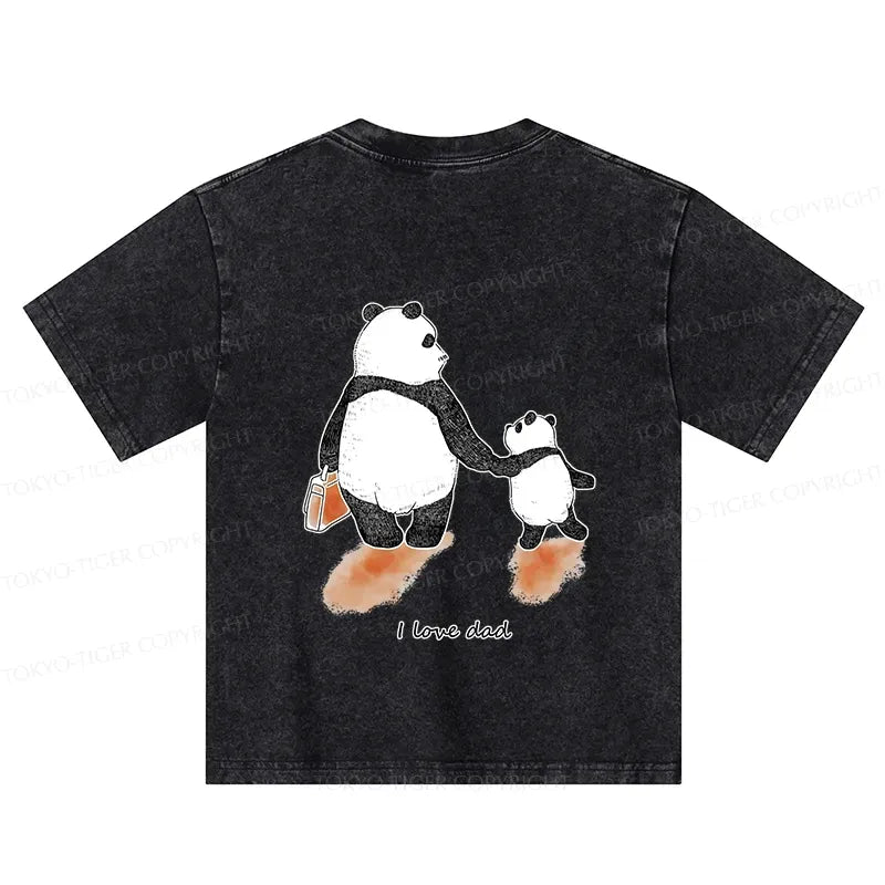 Kyoto-Lion I Love My Father Back Print Kids Washed T-Shirt