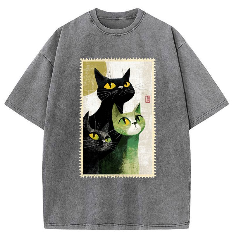 Japanese streetwear washed t-shirt for summer