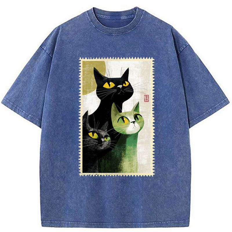 Japanese streetwear washed t-shirt for summer