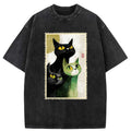 Japanese streetwear washed t-shirt for summer