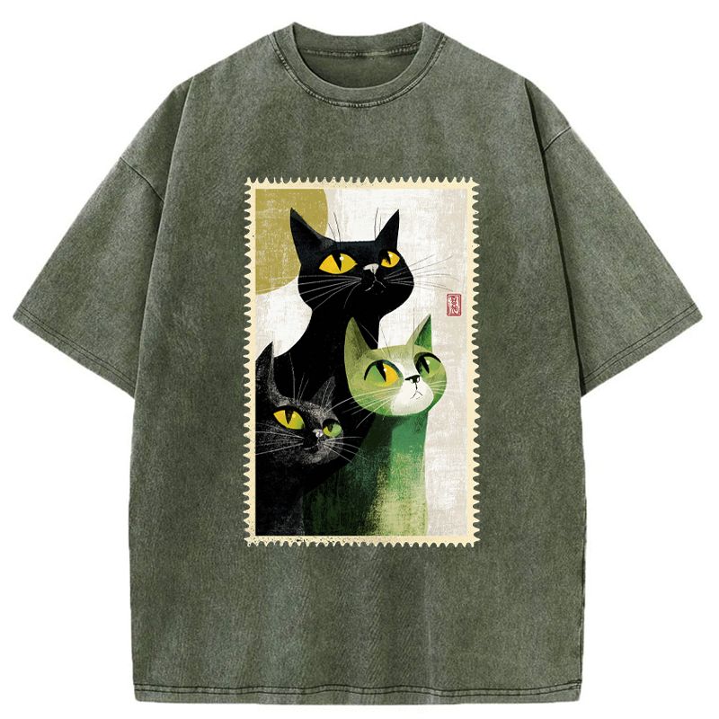 Japanese streetwear washed t-shirt for summer