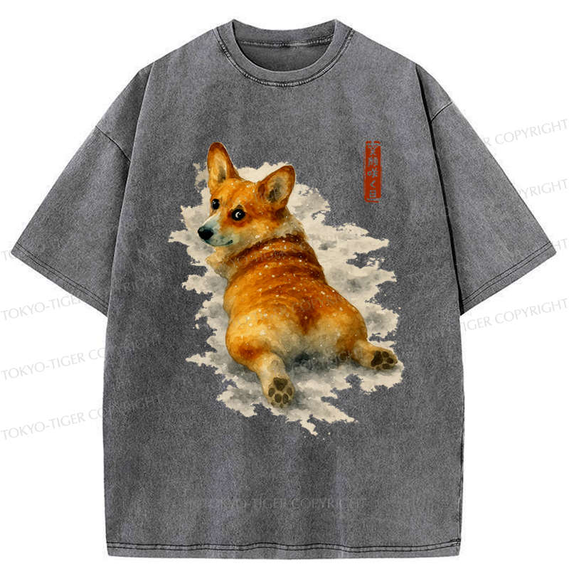 Corgi Japanese Streetwear Casual T-Shirt