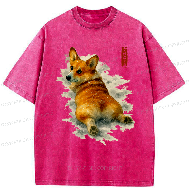 Snow Corgi Vintage T-Shirt Free Shipping