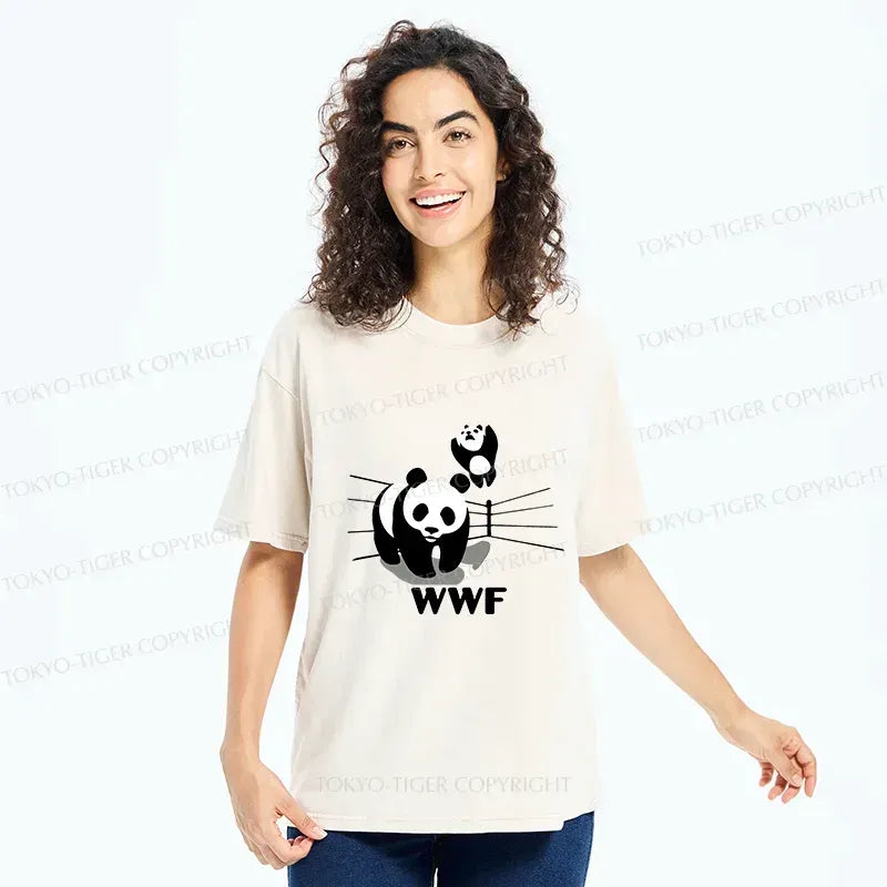 Kyoto-Lion Wrestling Pandas Meme Washed T-Shirt