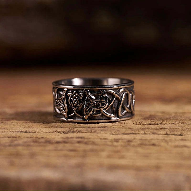 Kyoto-Lion Viking Totem Celtic Pattern Ring