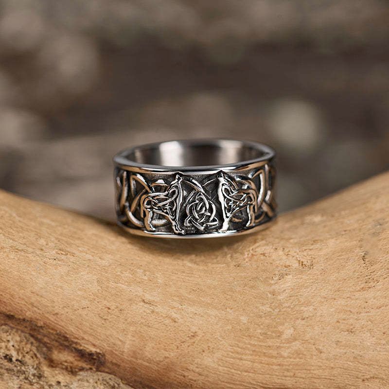 kyoto lion viking totem celtic pattern ring