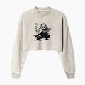 Kyoto-Lion Panda Samurai Warrior Washed Crop Sweatshirt