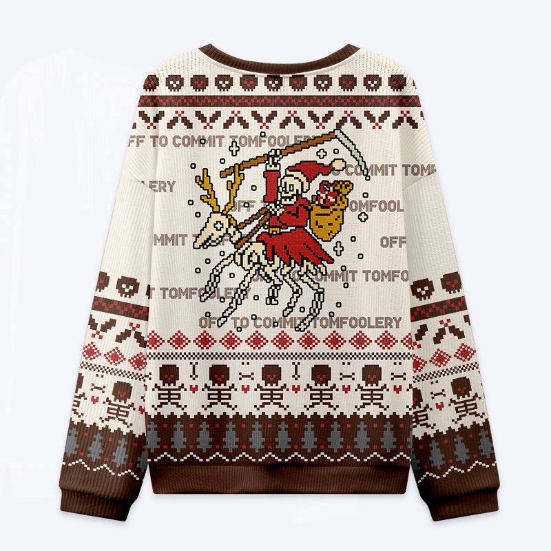 Kyoto-Lion Pixel Deathmas Rider Christmas Ugly Sweatshirt