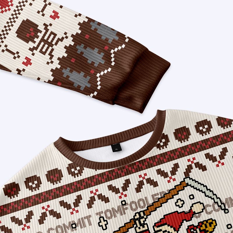 Kyoto-Lion Pixel Deathmas Rider Christmas Ugly Sweatshirt