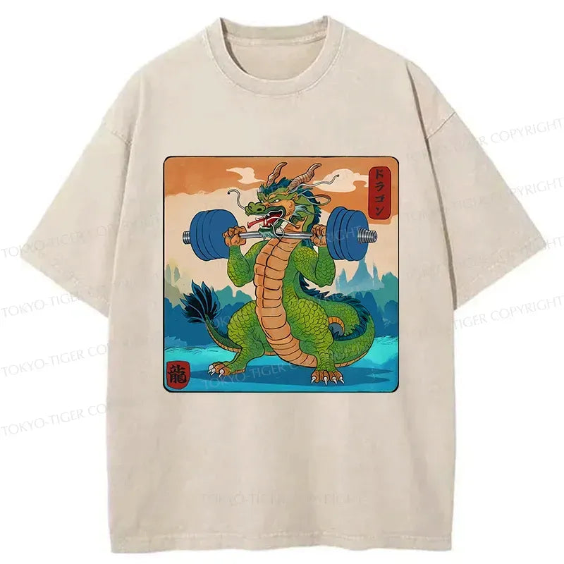 Japanese dragon washed t-shirt for men