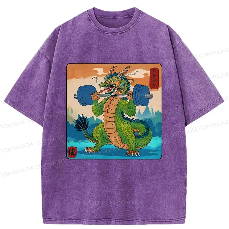 Japanese dragon washed t-shirt for men