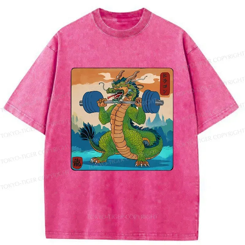 Japanese dragon washed t-shirt for men