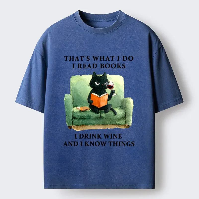Kyoto-Lion Cat That Reads And Drinks Washed T-Shirt