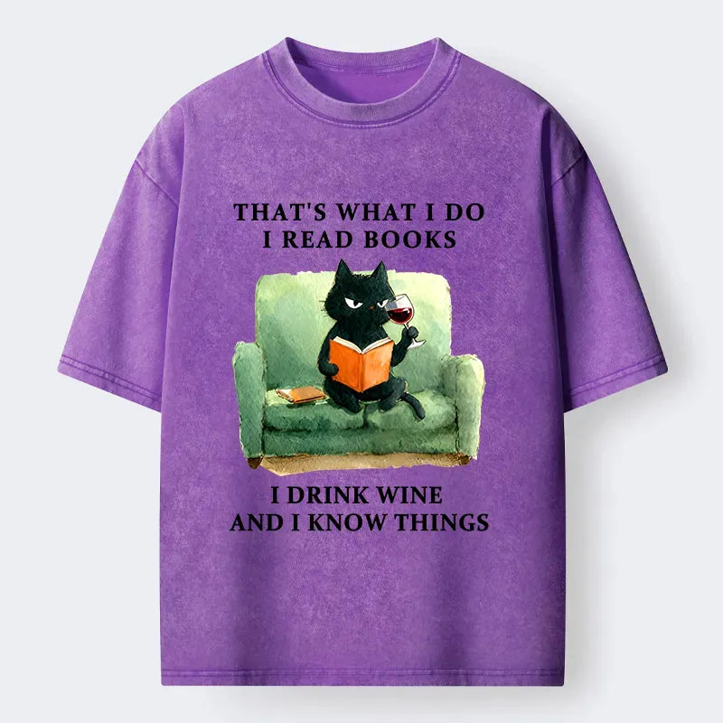 Kyoto-Lion Cat That Reads And Drinks Washed T-Shirt