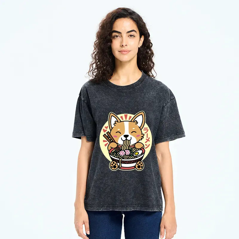 Washed Corgi Ramen Shirt on Sale