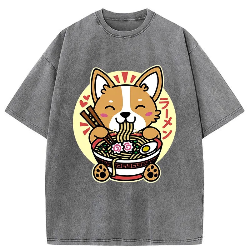 Washed Corgi Ramen Shirt on Sale