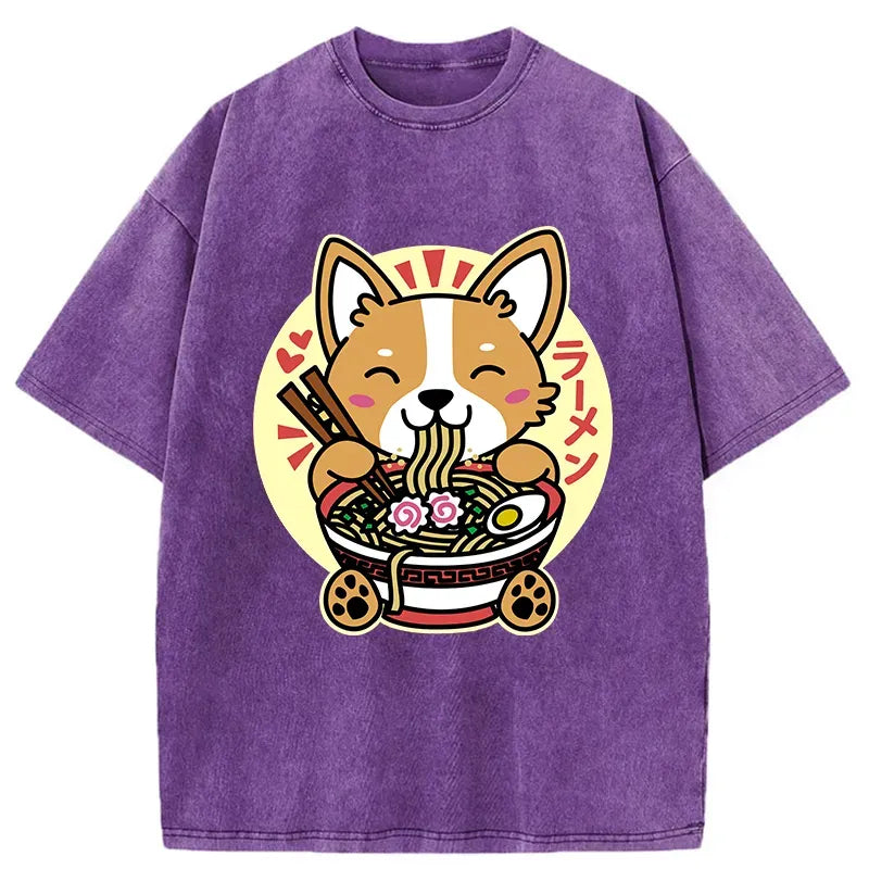 Japanese Vintage Corgi Ramen T-Shirt Gift Idea