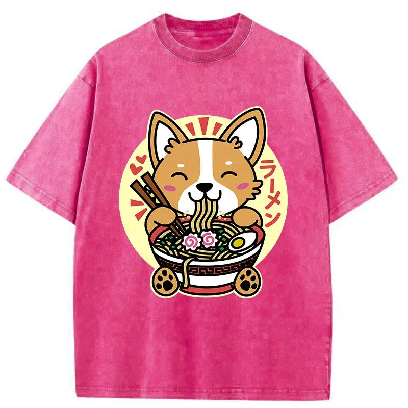 Japanese Vintage Corgi Ramen T-Shirt Gift Idea