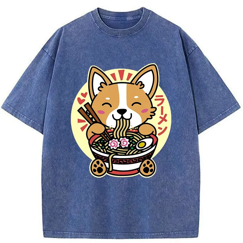 Japanese Vintage Corgi Ramen T-Shirt Gift Idea