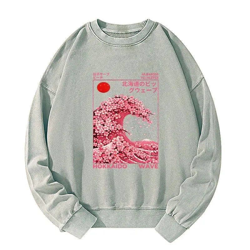 Kyoto-Lion Sakura Wave Washed Sweatshirt