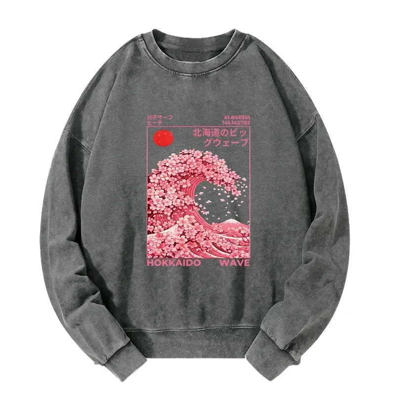 Kyoto-Lion Sakura Wave Washed Sweatshirt